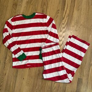 PJ Place Adult's Christmas Pajama Set Red & White Striped Size Large Unisex